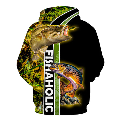 Fishaholic -Fishing lover back hoodie